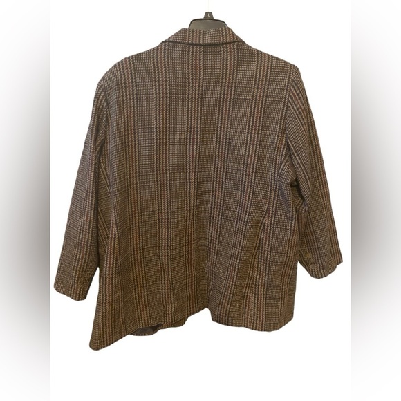 White Stag Womens Brown, Tan, Plaid Wool Blend Two Button Blazer. Size 26W - Picture 2 of 11
